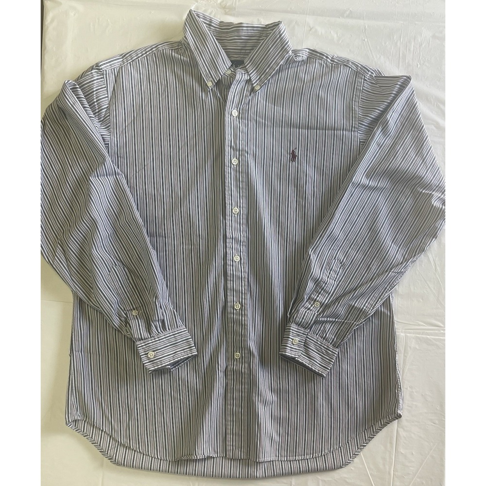 Ralph Lauren Button Down Shirt Color Gray Striped Size L Pre Owned (279)